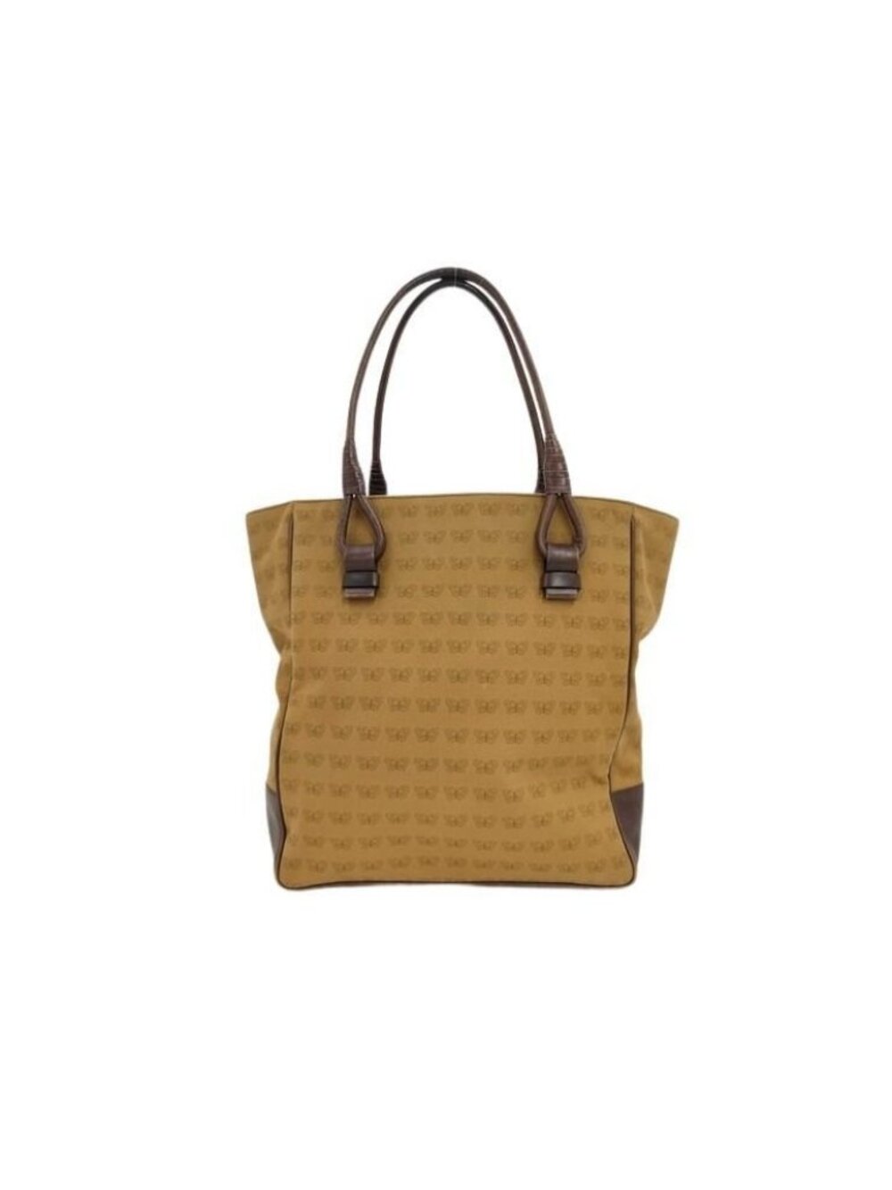 Bottega Veneta Tote Bag Brown Canvas Leather Butterfly Pattern